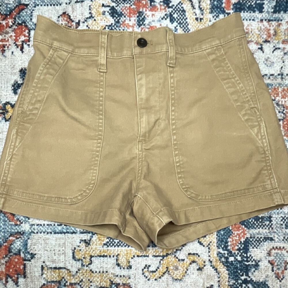 Madewell High-Rise Utility Chino Shorts Size 25 Tan Khaki Patch Pocket